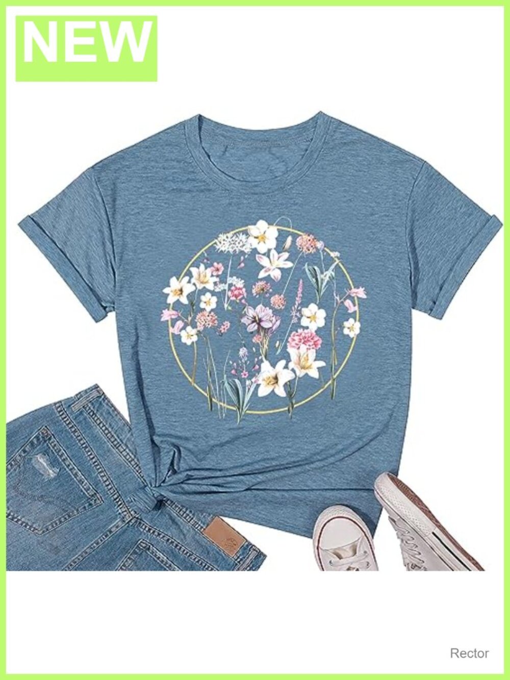 Women's Wildflowers Graphic Tee Short Sleeve Crew Neck Inspirational Top
